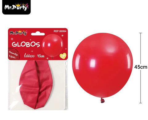 Globos de látex rojo mate 45cm