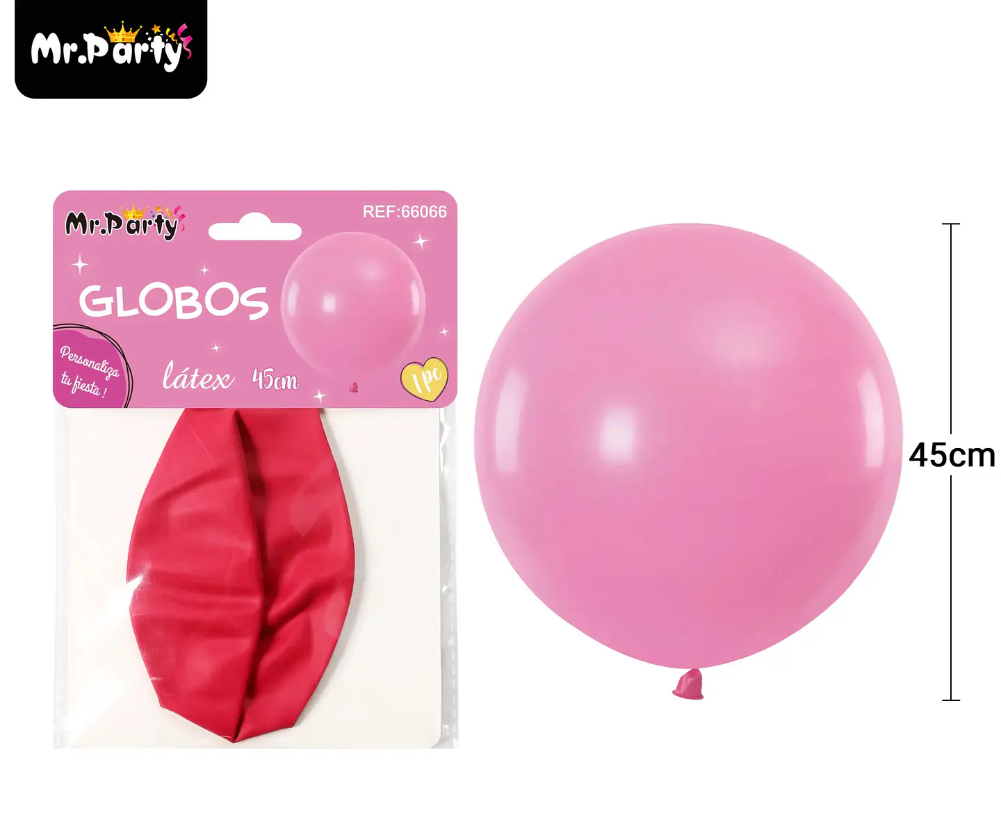 Globos de látex rojo rosa mate 45cm 1