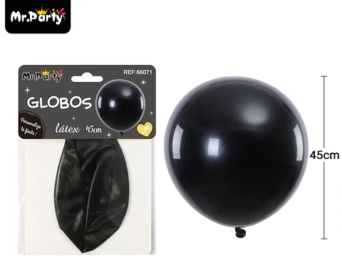 Globos de látex negro mate 45cm