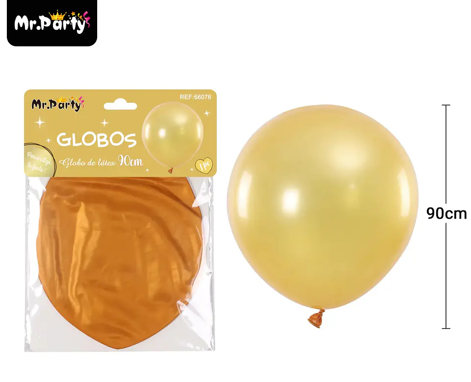 Globos de látex perlado dorado 90cm 2