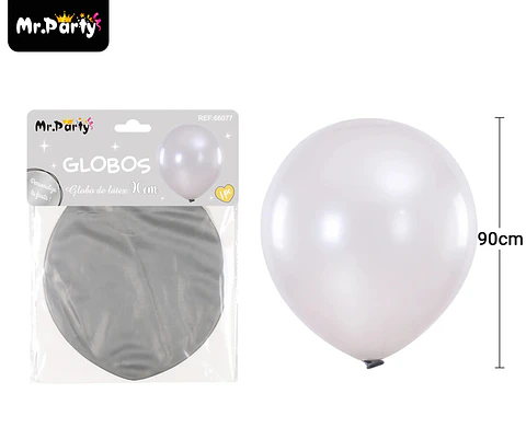 Globos de látex perlado plateado 90cm