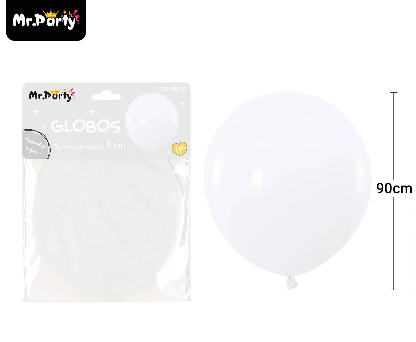 Globos de látex blanco mate 90cm 1