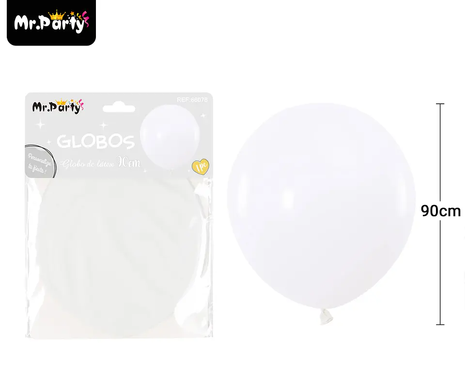 Globos de látex blanco mate 90cm 1