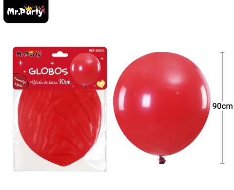 Globos de látex rojo mate 90cm