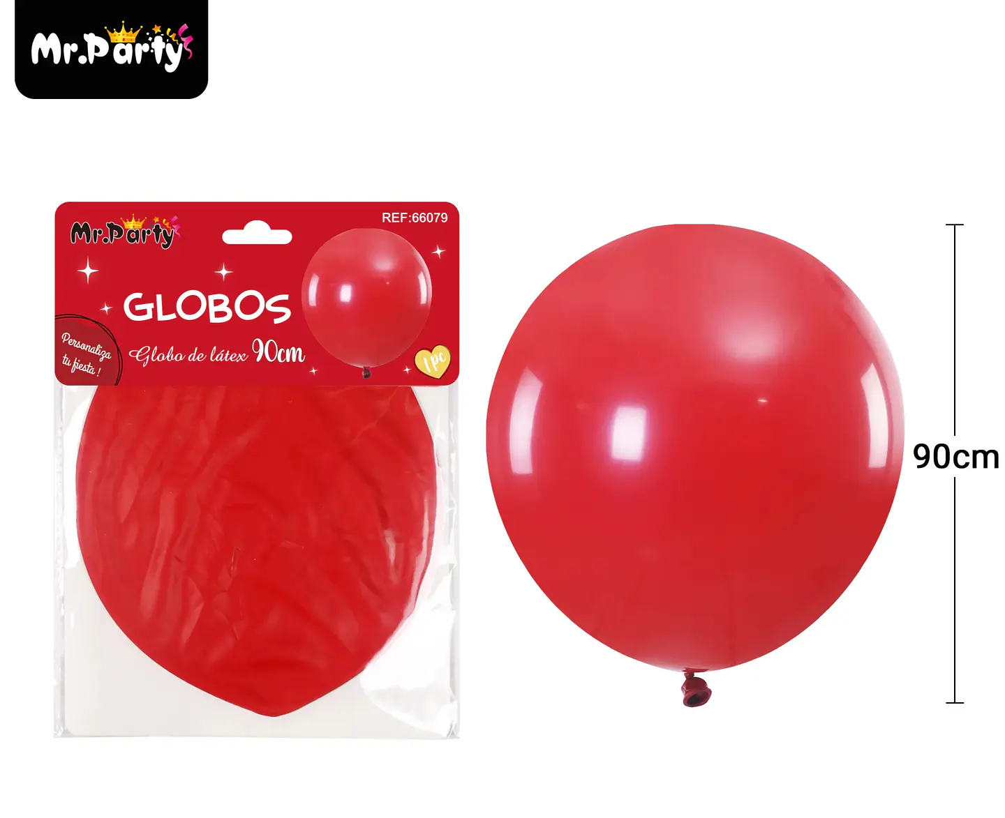 Globos de látex rojo mate 90cm 1