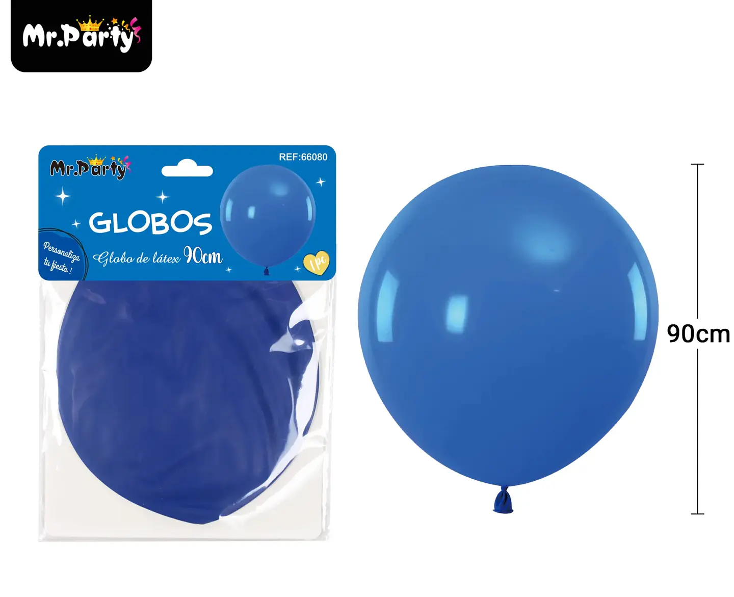 Globos de látex azul mate 90cm 1