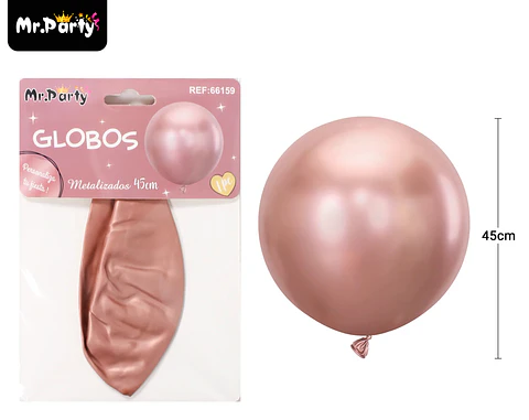 Globos de látex metalizados cromados dorado rosa 45cm
