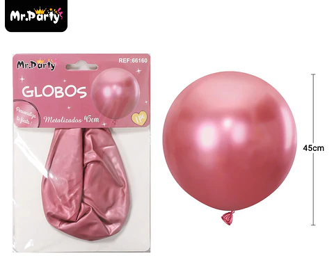 Globos de látex metalizados cromados rojo 45cm