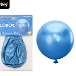 Globos de látex metalizados cromados azul 45cm