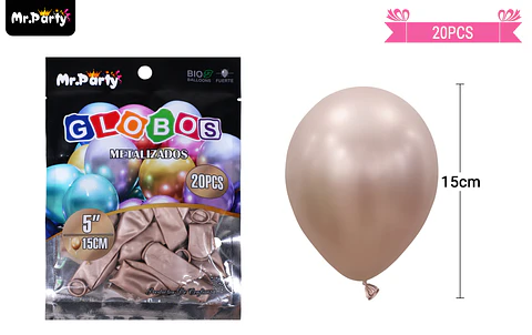 Globos de látex champagne cromados metalizados 15cm 20pcs