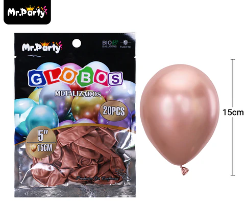 Globos de látex rosa dorado cromados metalizados 15cm 20pcs