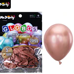 Globos de látex rosa dorado cromados metalizados 15cm 20pcs