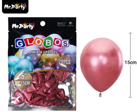 Globos de látex rojo cromados metalizados 15cm 20pcs