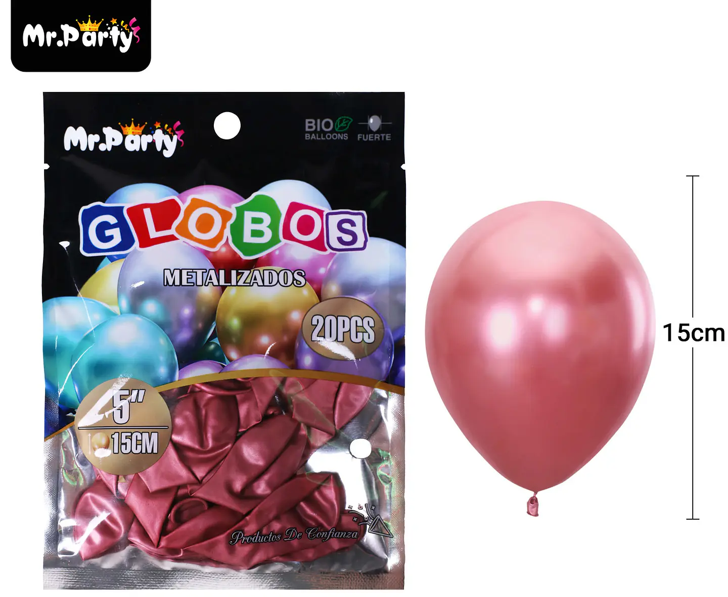 Globos de látex rojo cromados metalizados 15cm 20pcs 2
