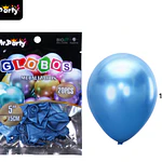Globos de látex azul cromados metalizados 15cm 20pcs