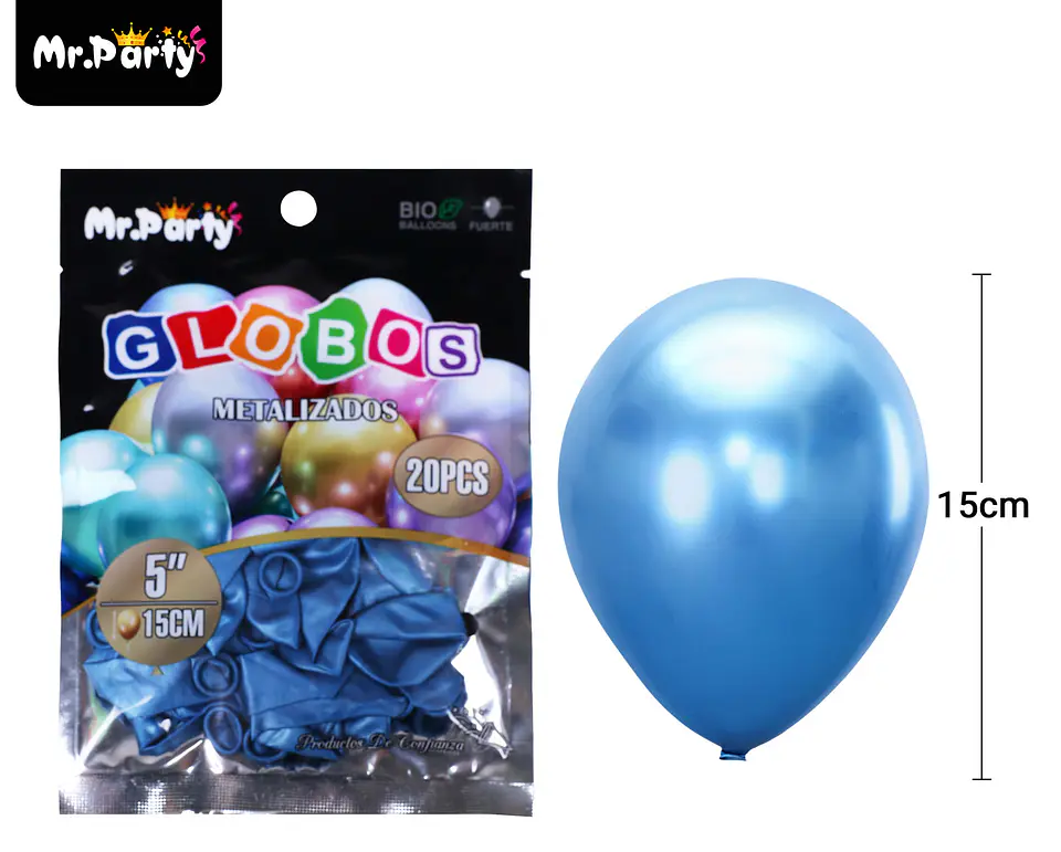 Globos de látex azul cromados metalizados 15cm 20pcs 2