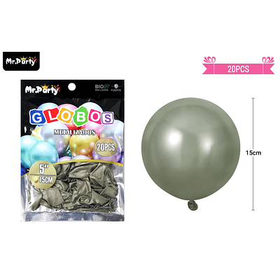 Globos de látex verde oliva cromados metalizados 15cm 20pcs