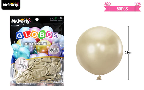 Globos de látex dorado claro cromados metalizados 28cm 50pcs