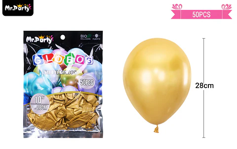 Globos de látex dorado cromados metalizados 28cm 50pcs