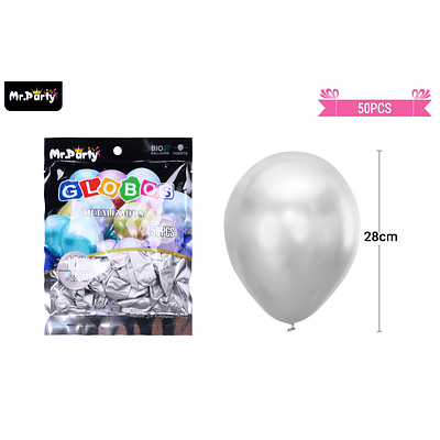 Globos de látex plateado cromados metalizados 28cm 50pcs