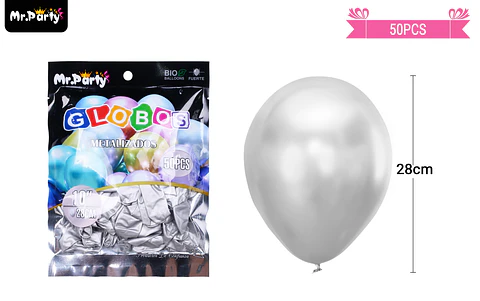 Globos de látex plateado cromados metalizados 28cm 50pcs
