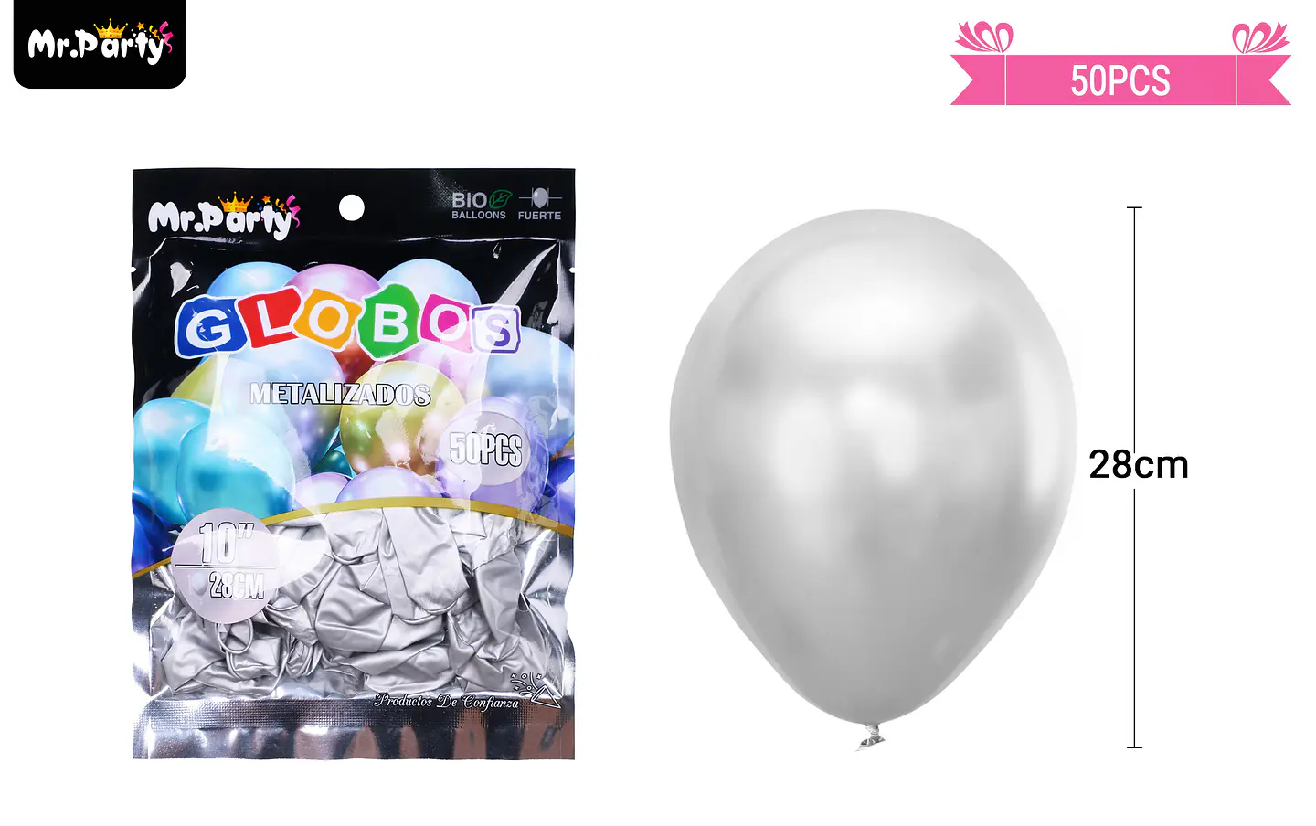 Globos de látex plateado cromados metalizados 28cm 50pcs 2