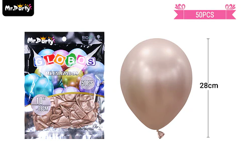 Globos de látex champagne cromados metalizados 28cm 50pcs