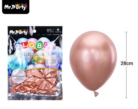 Globos de látex rosa dorado cromados metalizados 28cm 50pcs
