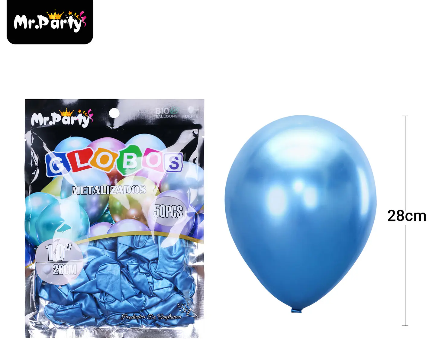 Globos de látex azul cromados metalizados 28cm 50pcs 2