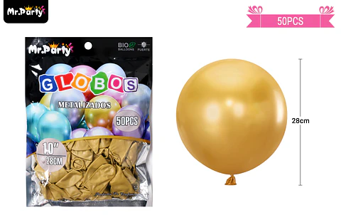 Globos de látex dorado oscuro cromados metalizados 28cm 50pcs