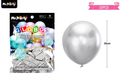 Globos de látex plateado cromados metalizados 28cm 20pcs