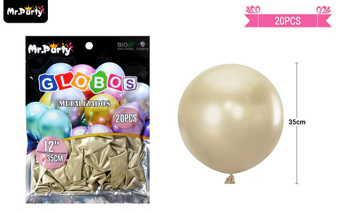 Globos de látex dorado claro cromados metalizados 35cm 20pcs