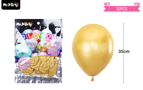 Globos de látex dorado cromados metalizados 35cm 20pcs