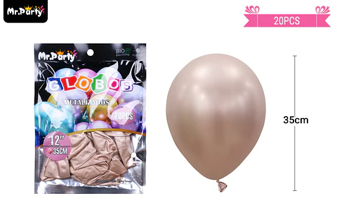 Globos de látex champagne cromados metalizados 35cm 20pcs