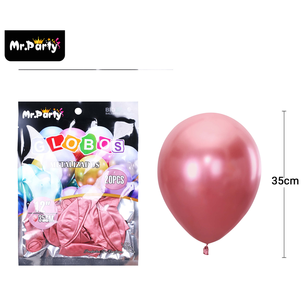 Globos de látex rojo cromados metalizados 35cm 20pcs