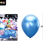 Globos de látex azul cromados metalizados 35cm 20pcs