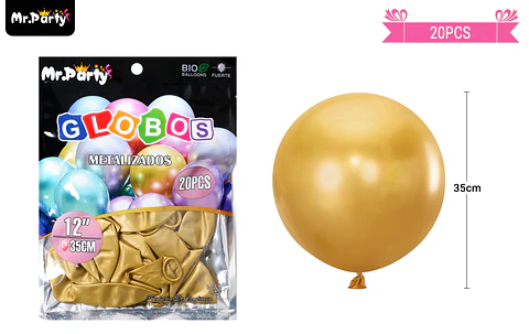 Globos de látex dorado oscuro cromados metalizados 35cm 20pcs