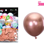 Globos de látex rosa dorado cromados metalizados 28cm 20pcs