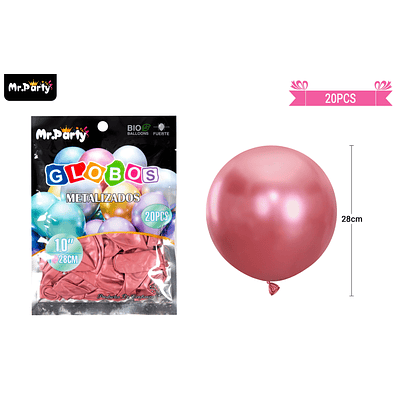 Globos de látex rojo cromados metalizados 28cm 20pcs