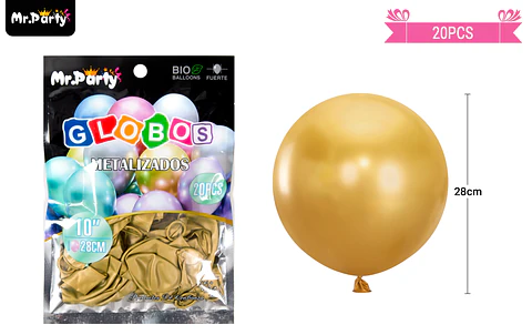 Globos de látex dorado oscuro cromados metalizados 28cm 20pcs