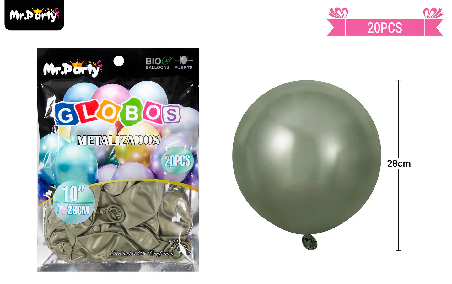 Globos de látex verde oliva cromados metalizados 28cm 20pcs 2
