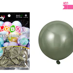 Globos de látex verde oliva cromados metalizados 28cm 20pcs