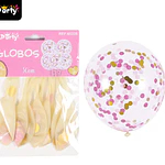 Globos de látex con confetti de redondo rosa 30cm 5pcs