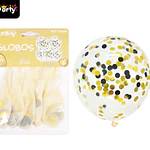 Globos de látex con confetti de negro y dorado 30cm 5pcs
