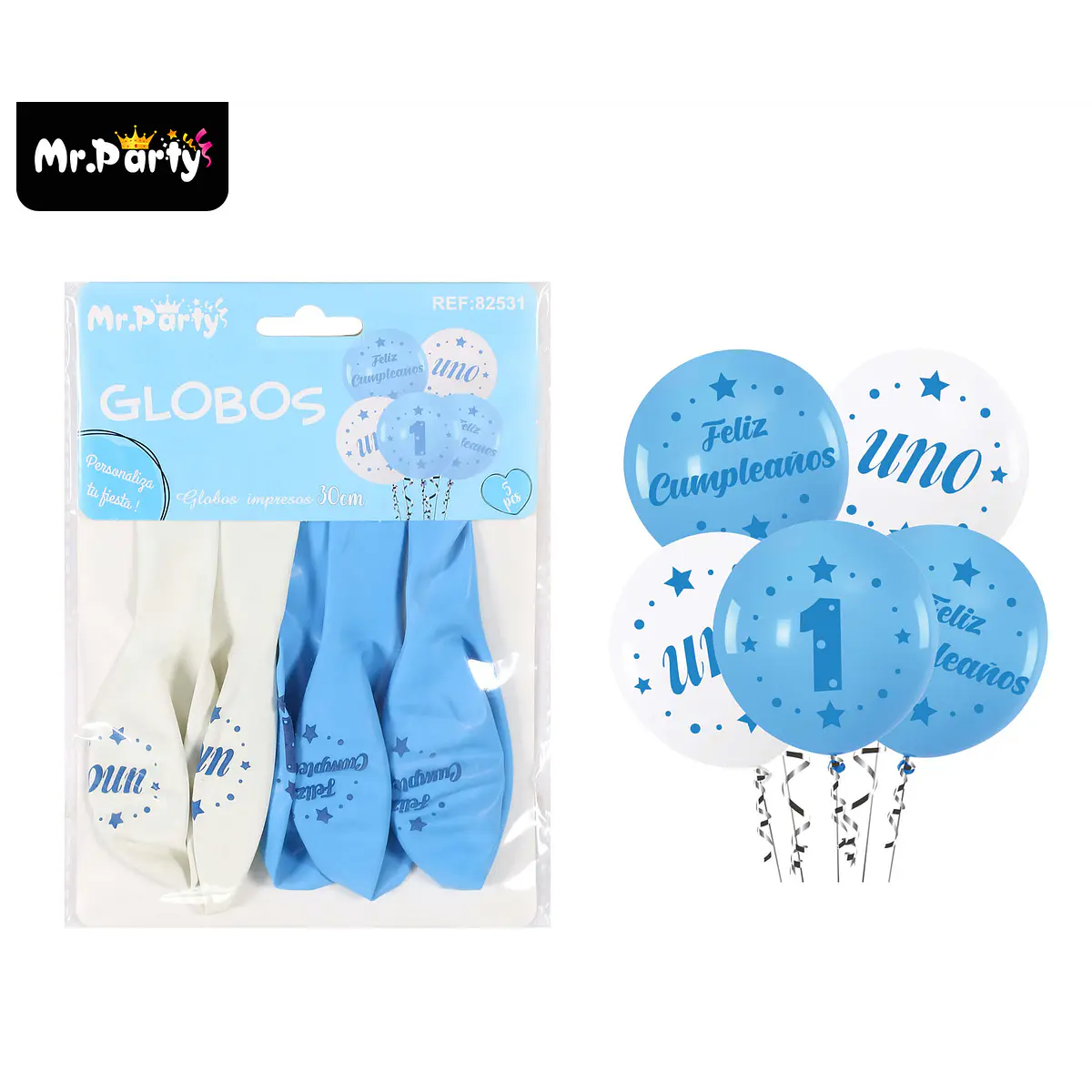 Globos Azul Y Blanco Mate De 12 Pulgadas - Pack De 60 Unidades Para Cumpleaños, Bodas Y Baby Showers