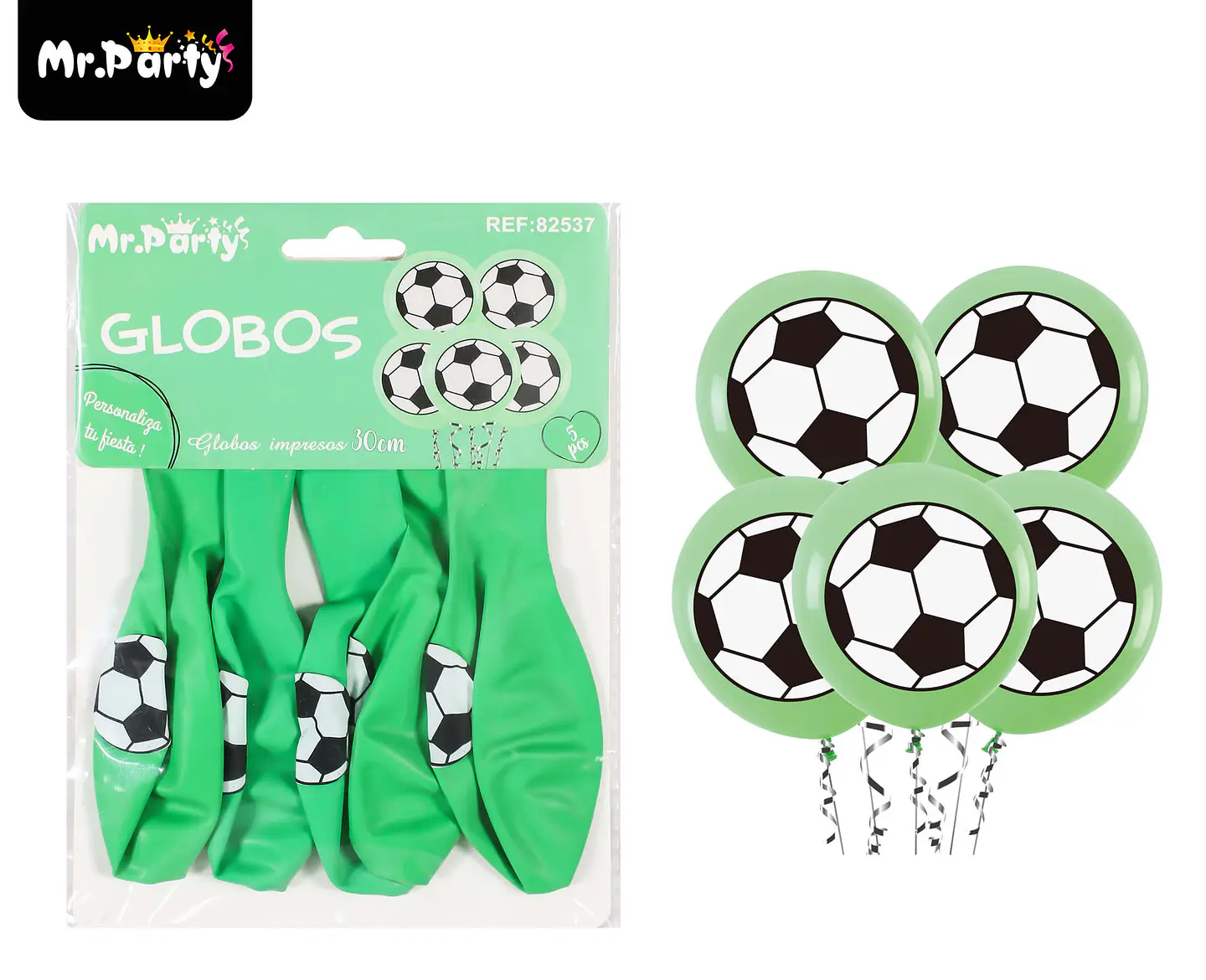 Globos de látex fútbol mate 30cm 5pcs 1