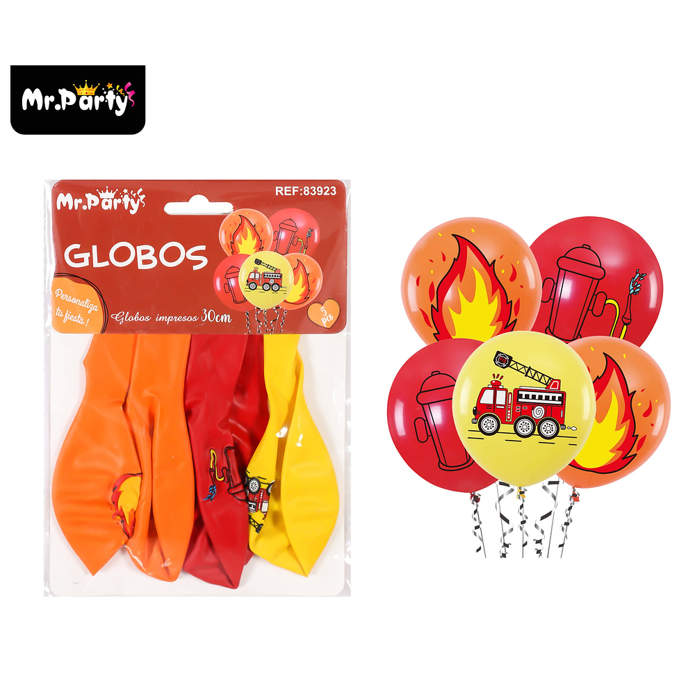 Globos de látex camión de bomberos 5pcs