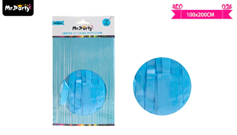 Cortina de flecos azul pastel 1m*2m