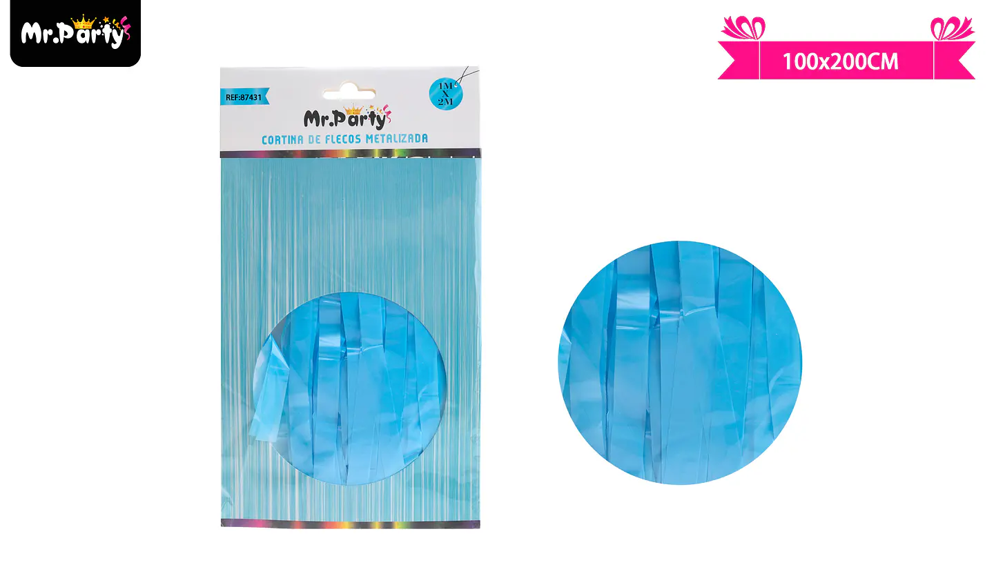 Cortina de flecos azul pastel 1m*2m 1