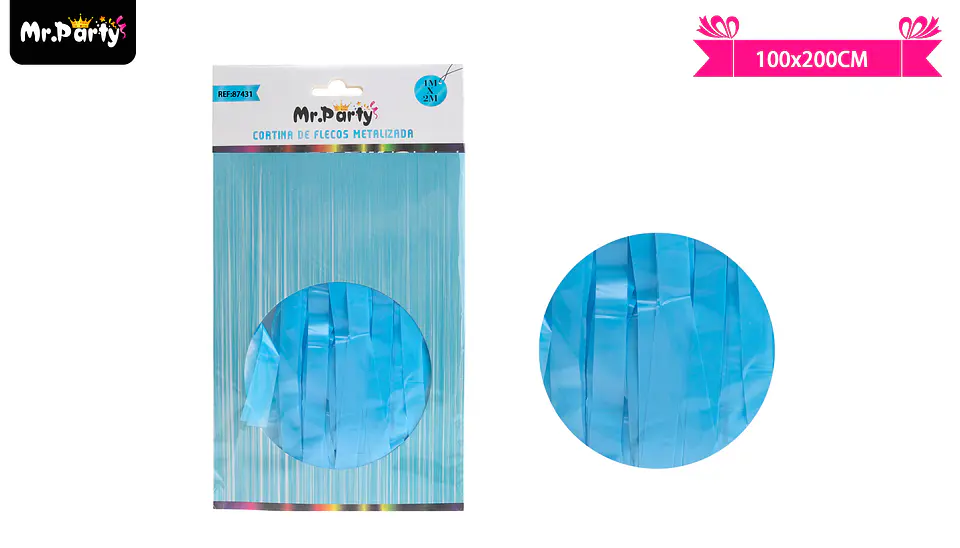 Cortina de flecos azul pastel 1m*2m 1